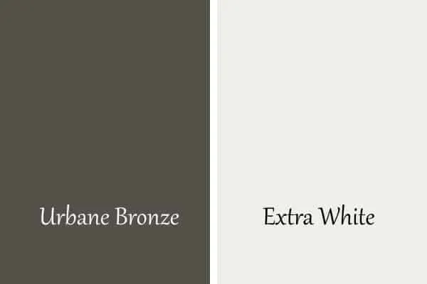 A side by side comparison of Urbane Bronze and Extra White.