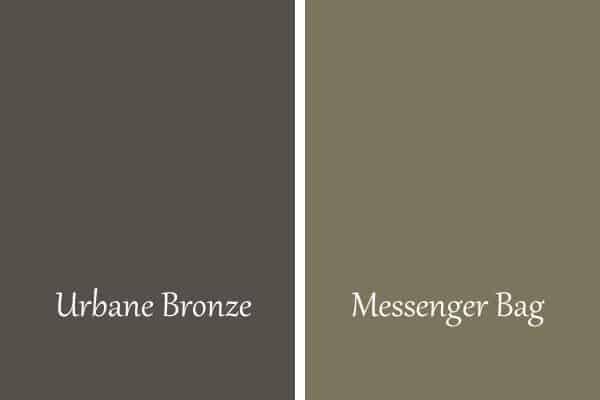 A side by side comparison of Urbane Bronze and Messenger Bag.