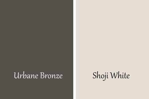 A side by side comparison of Urbane Bronze and Shoji White.