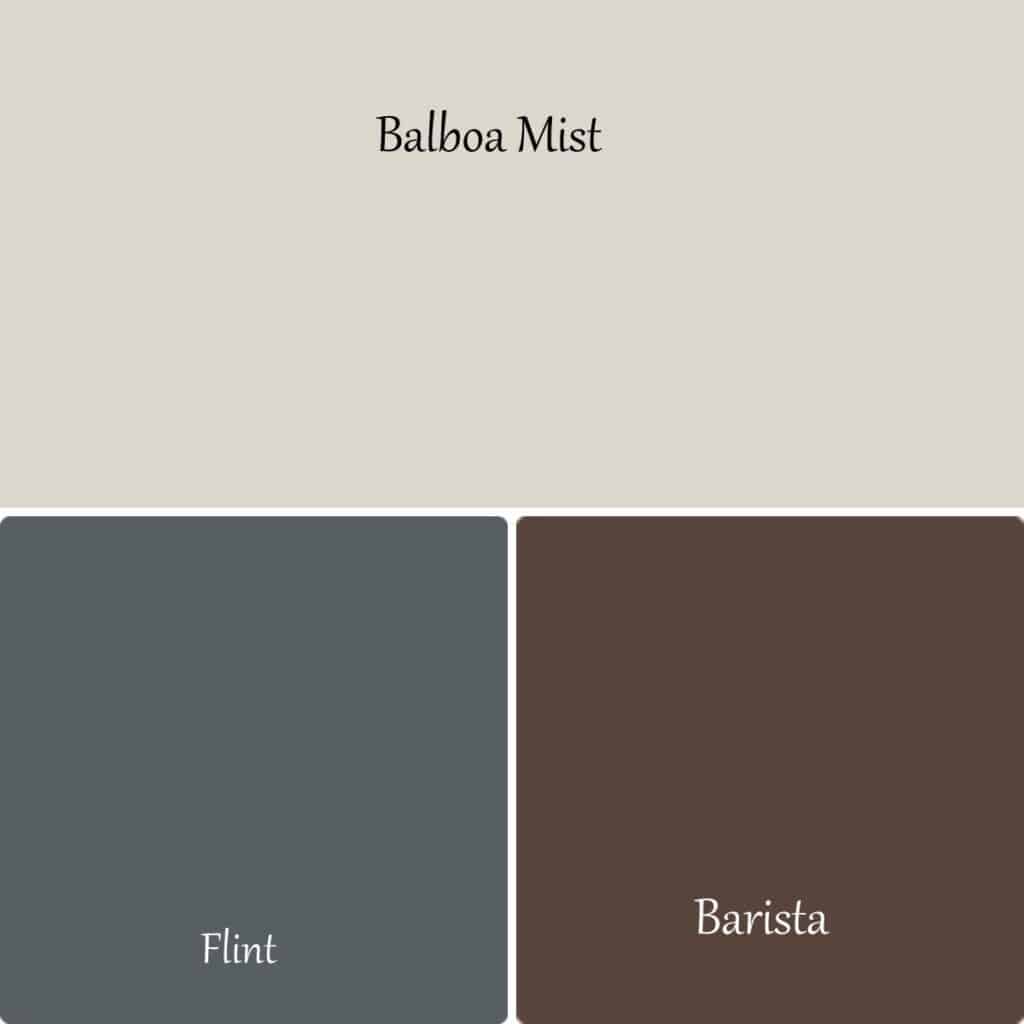 This shows Balboa Mist with a dark gray and a dark maroon as coordinating colors.