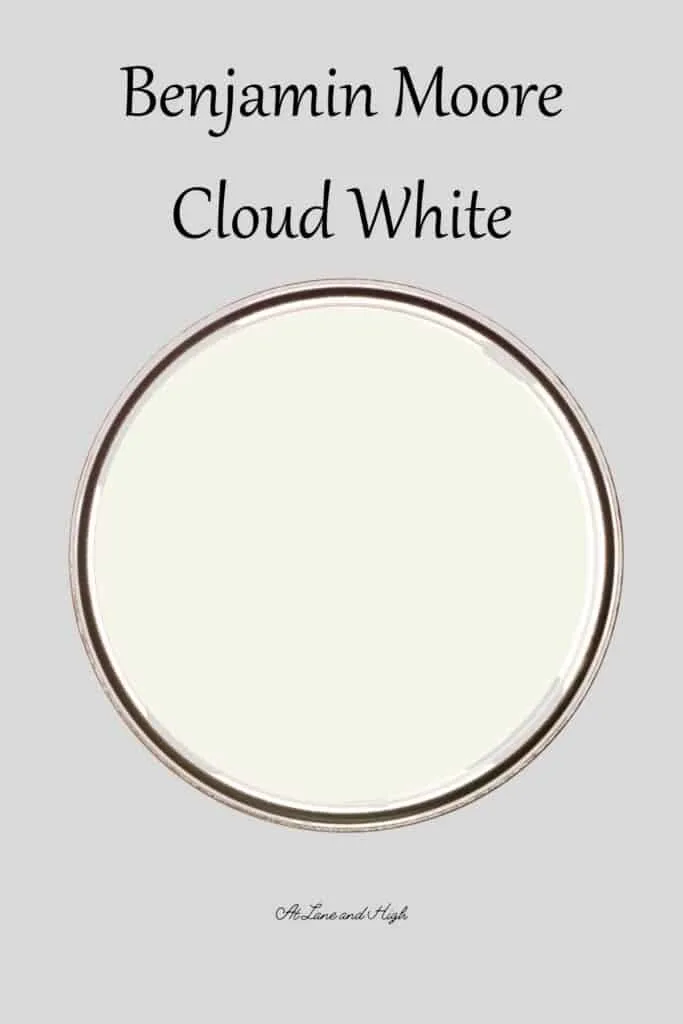 A sample from the top of the can lid of Simply White from Benjamin Moore.