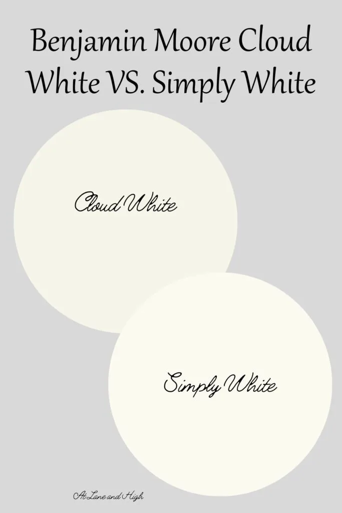 A side by side comparison of Cloud White and Simply White.