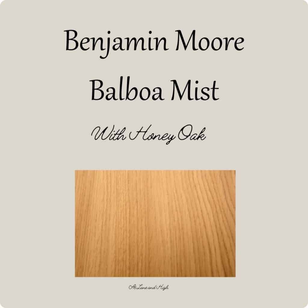 Balboa Mist paired with honey oak wood.