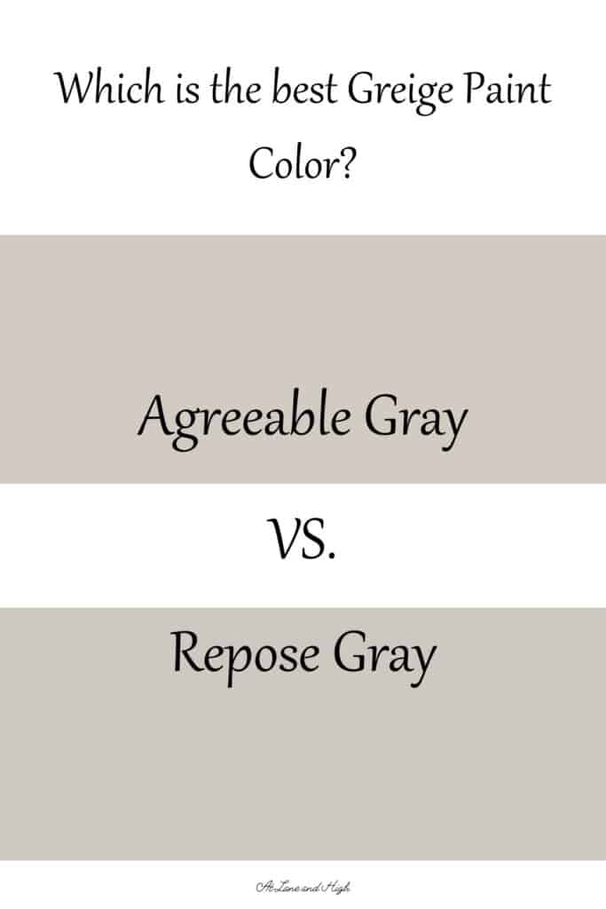 A side by side of Agreeable Gray and Repose Gray with text overlay.