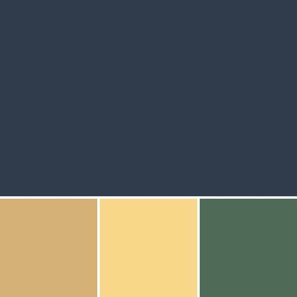 A grid of four colors, Naval with an orange, yellow and green.