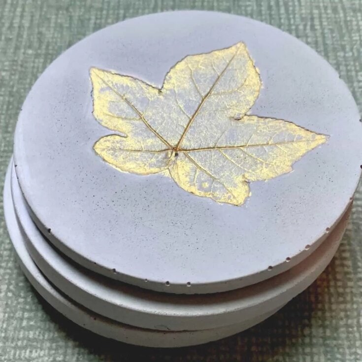 Image for Concrete Coasters With LeavesEasy DIY