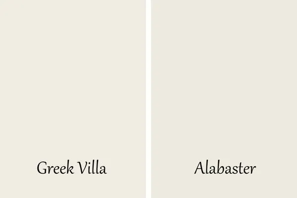 A side by side of Greek Villa and Alabaster.