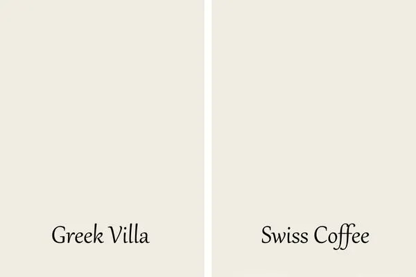 A side by side of Greek Villa and Swiss Coffee.