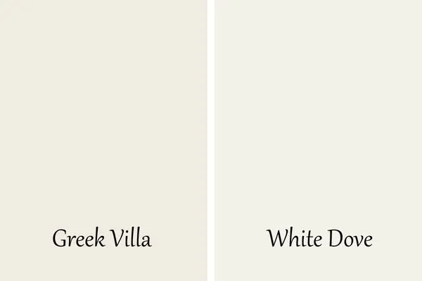 A side by side of Greek Villa and White Dove.