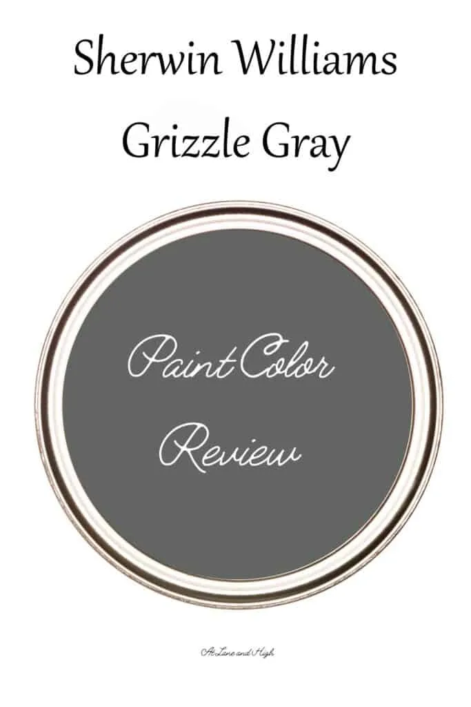 Sherwin Williams Grizzle Gray swatch of the top of a paint can.