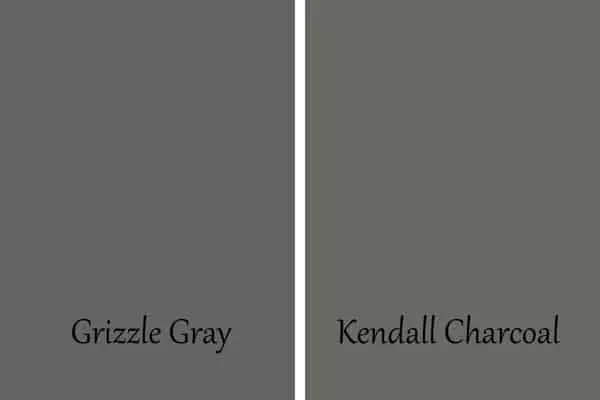 A side by side of grizzle gray and kendall charcoal.