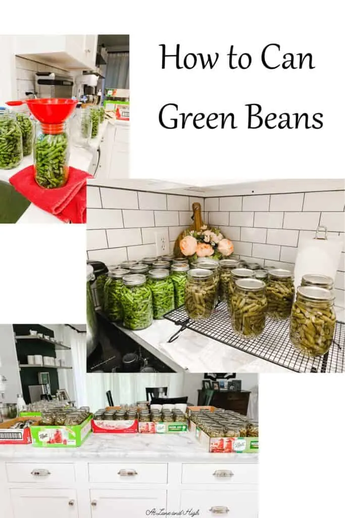 Three pictures of the canning process with text for Pinterest.