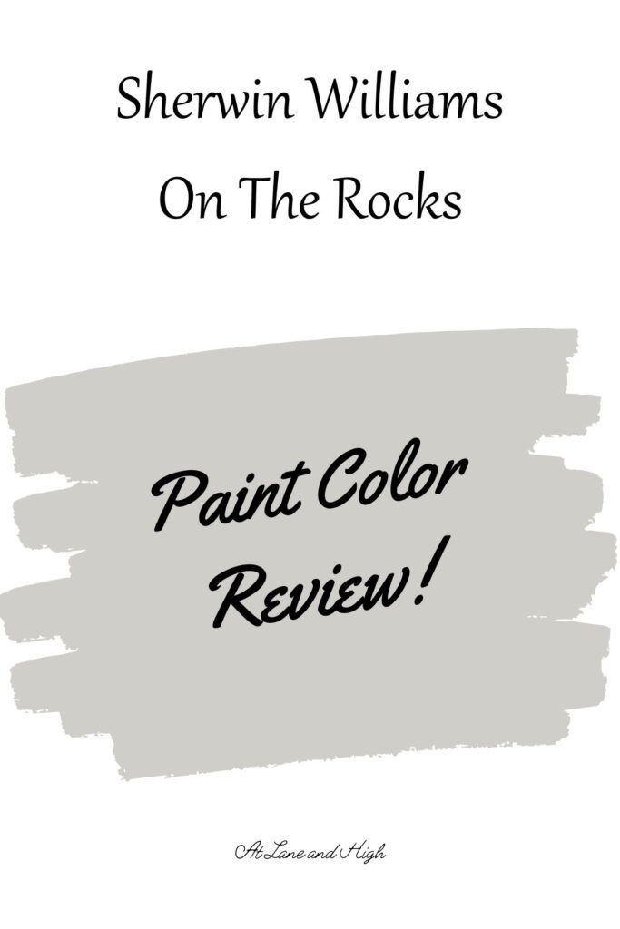 A paint swatch of On The Rocks with Text overlay.