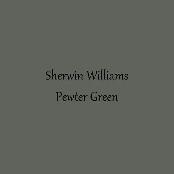A swatch of Sherwin Williams Pewter Green.