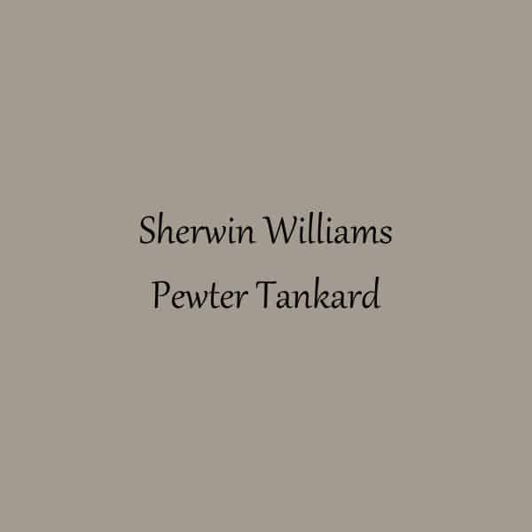 A swatch of Sherwin Williams Pewter Tankard.