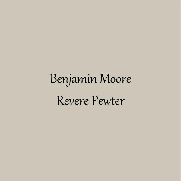 A swatch of Revere Pewter by Benjamin Moore.