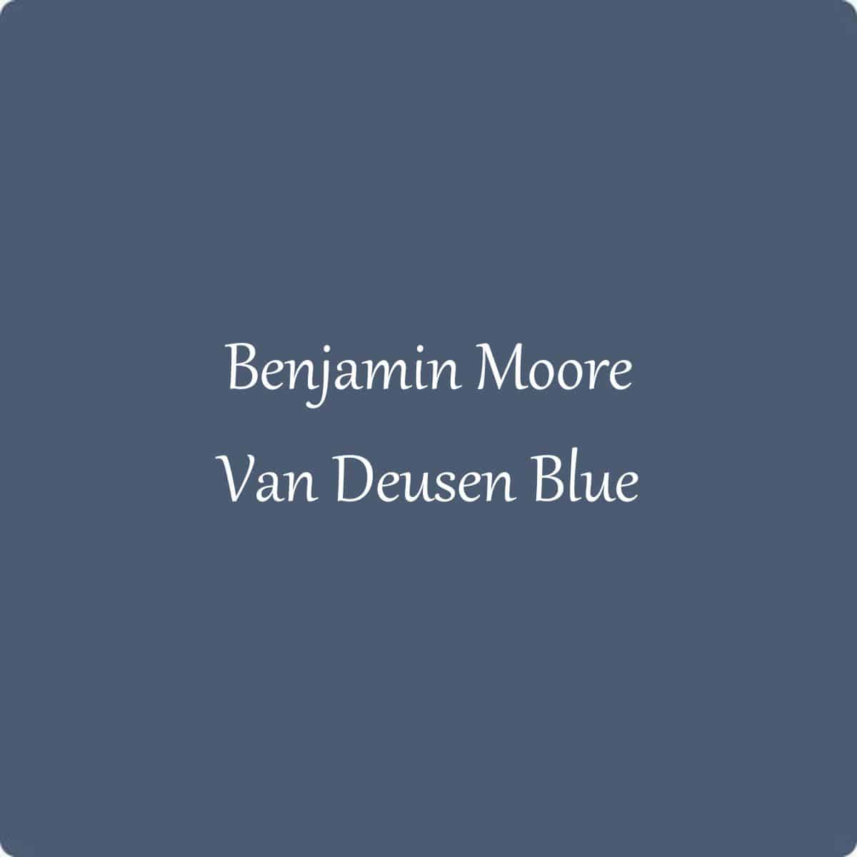 A swatch of Van Deusen Blue with text overlay.