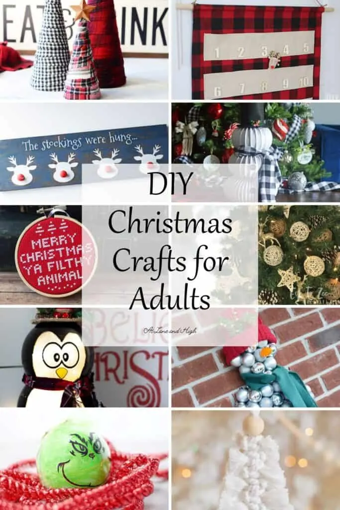 A grid of 10 different Christmas crafts with text overlay.