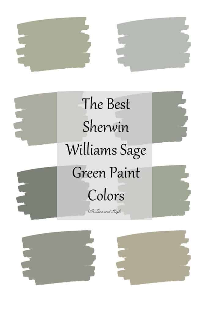 A pin with 8 different swatches of sage green with text overlay.