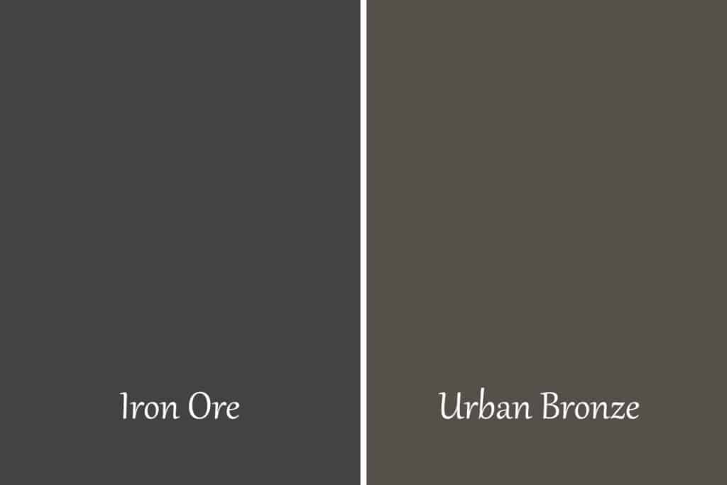 A side by side of Iron Ore and Urbane Bronze.