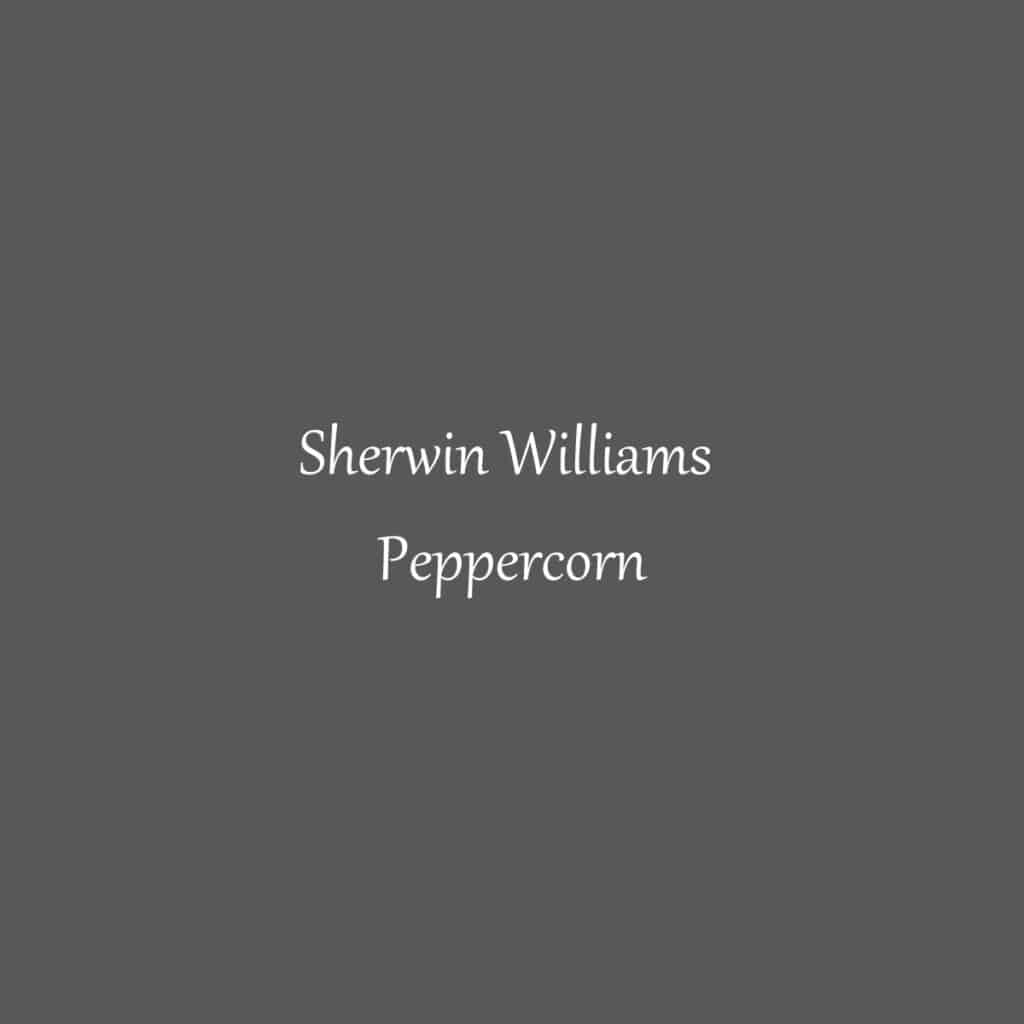 A swatch of Sherwin Williams Peppercorn.