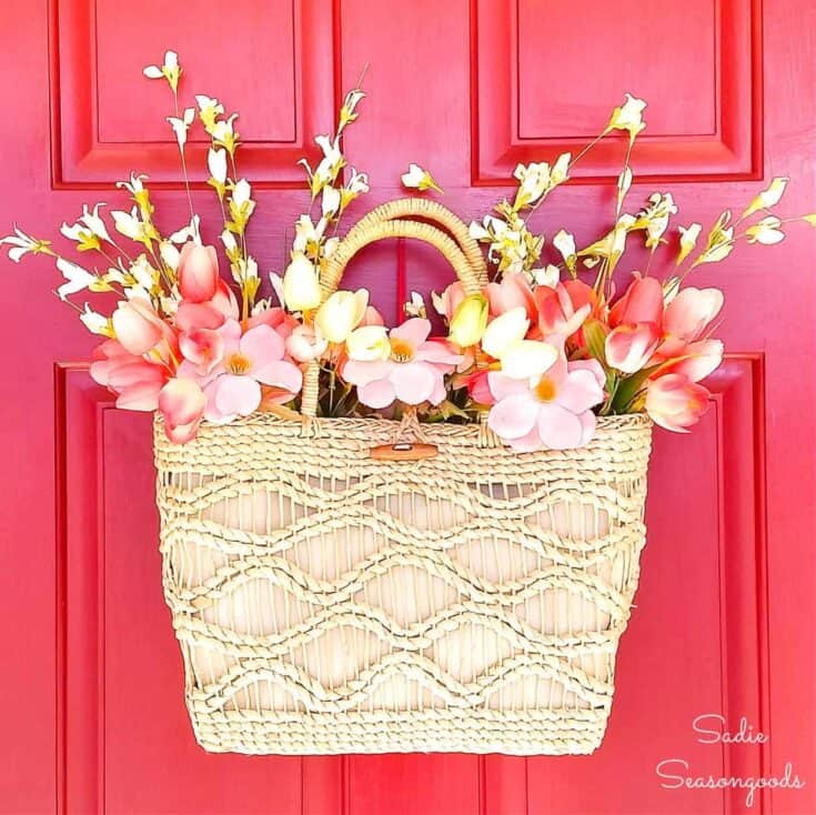 Image for Spring Door Decor from a Straw Purse