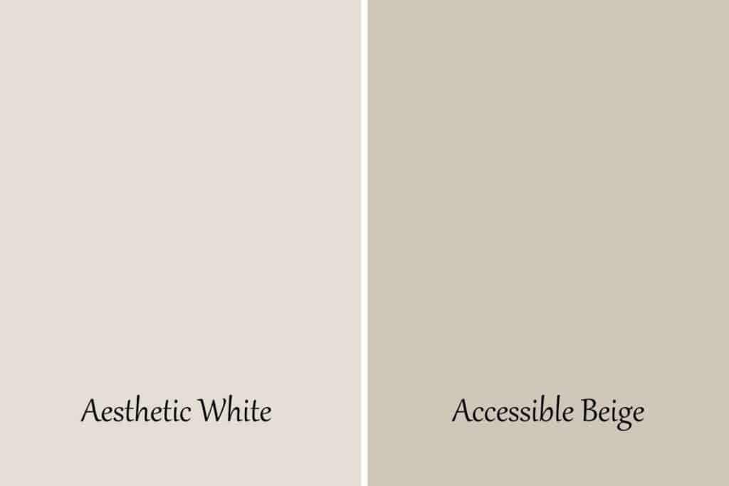 A side by side of Aesthetic White and Accessible Beige.