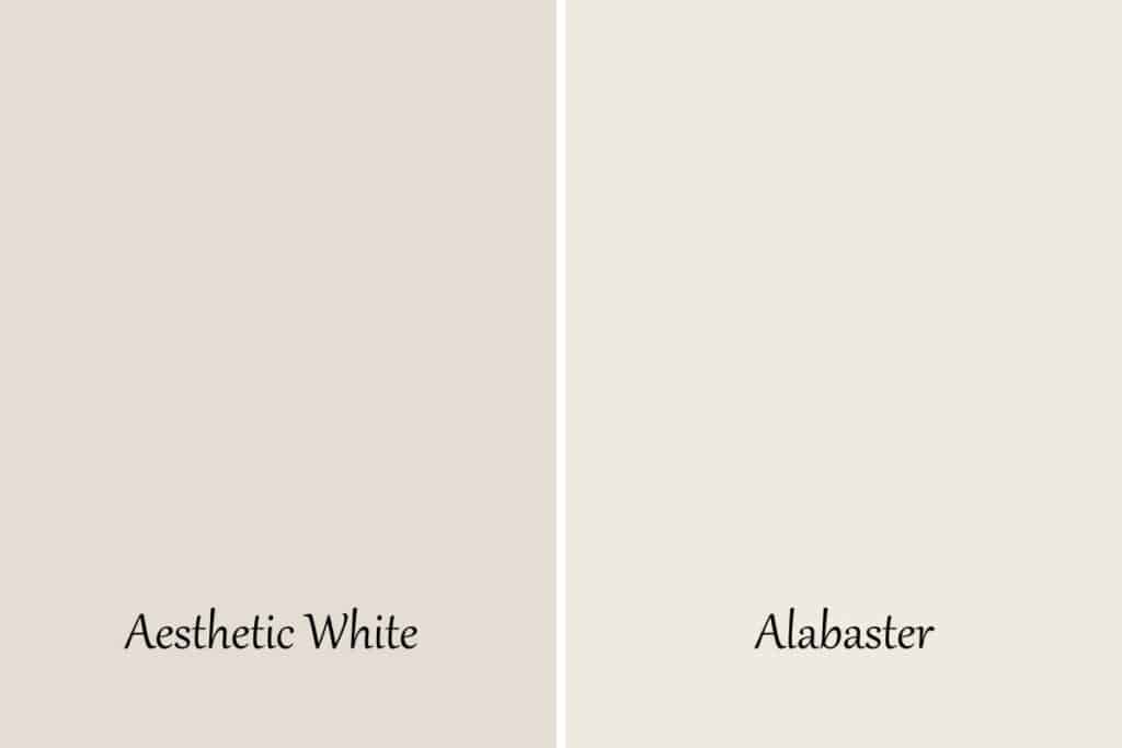 A side by side of Aesthetic White and Alabaster.