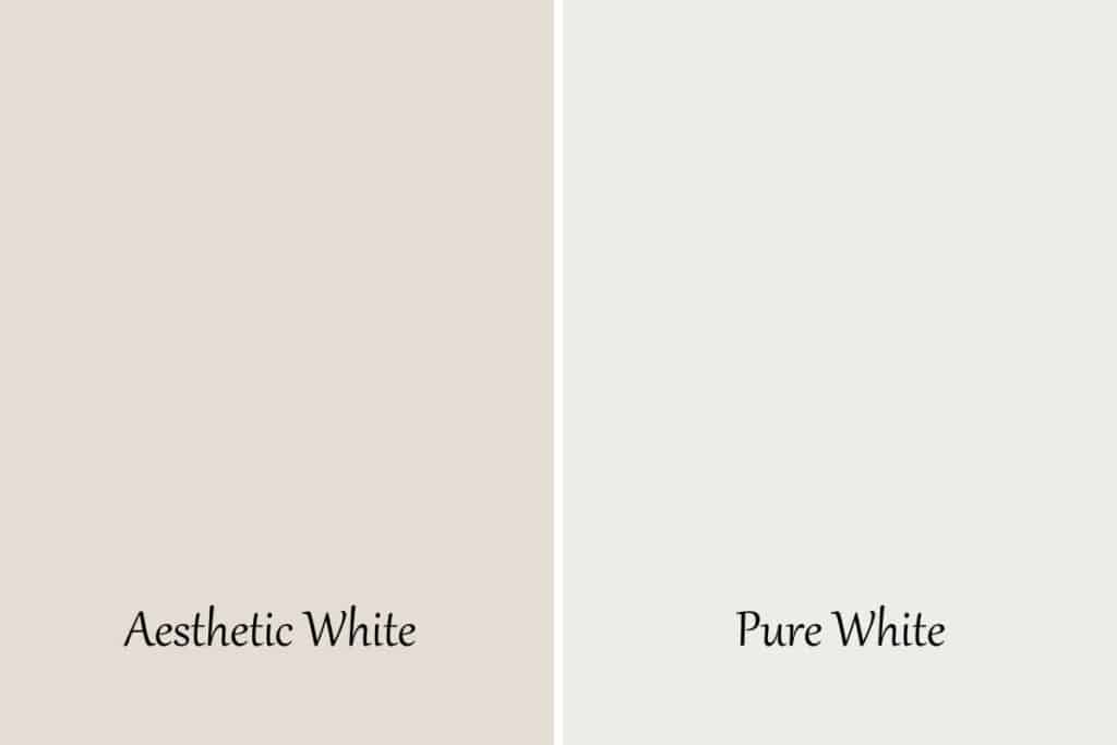 A side by side of Aesthetic White and Pure White.