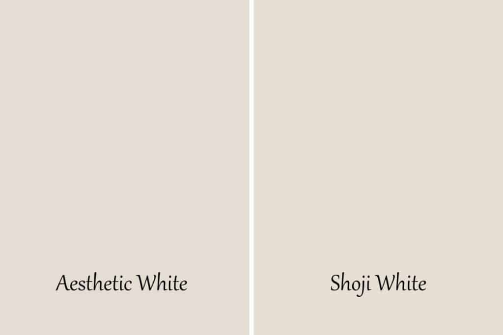 A side by side of Aesthetic White and Shoji White.