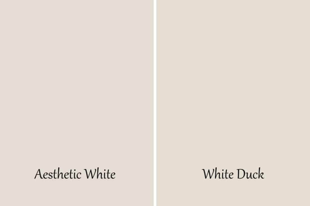 A side by side of Aesthetic White and White Duck.