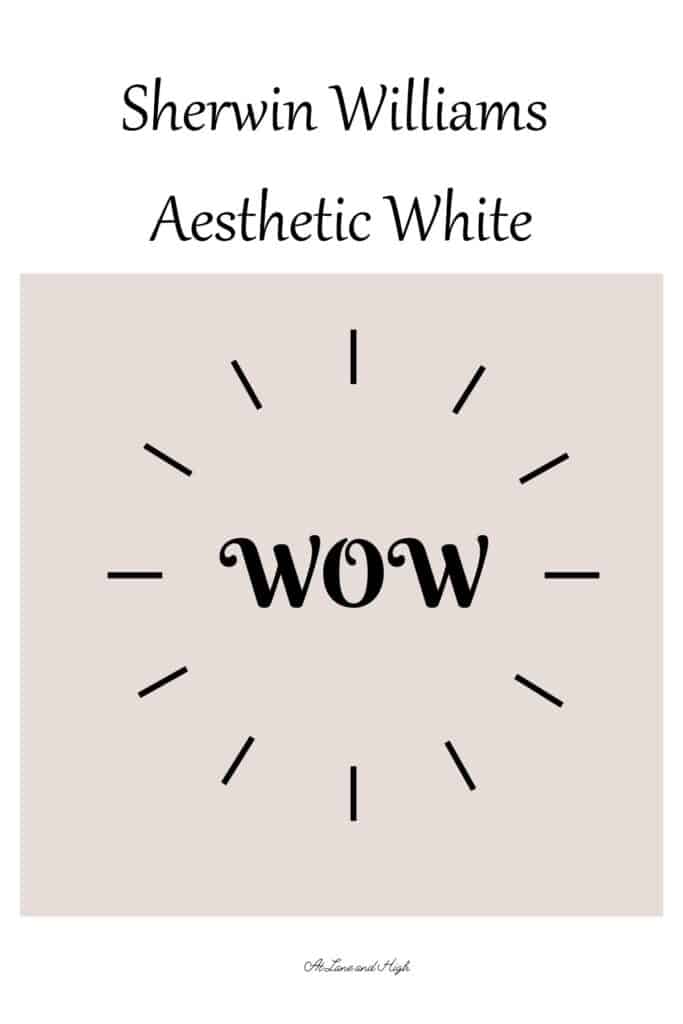 A swatch of Aesthetic White with text overlay pin for Pinterest.