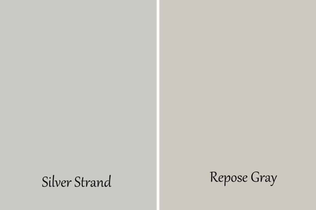 A side by side of Silver Strand and Repose Gray.