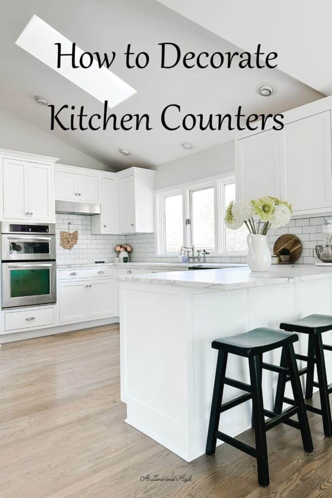 A white kitchen with text overlay pin for Pinterest.