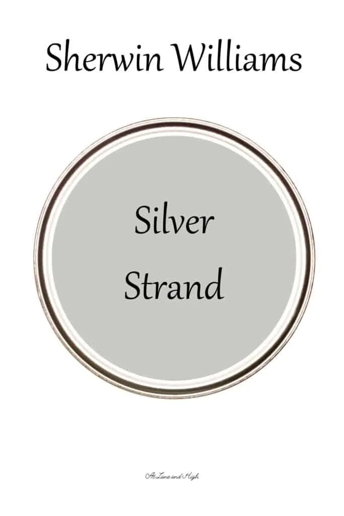 A swatch of silver strand from the top of a paint can and text overlay.