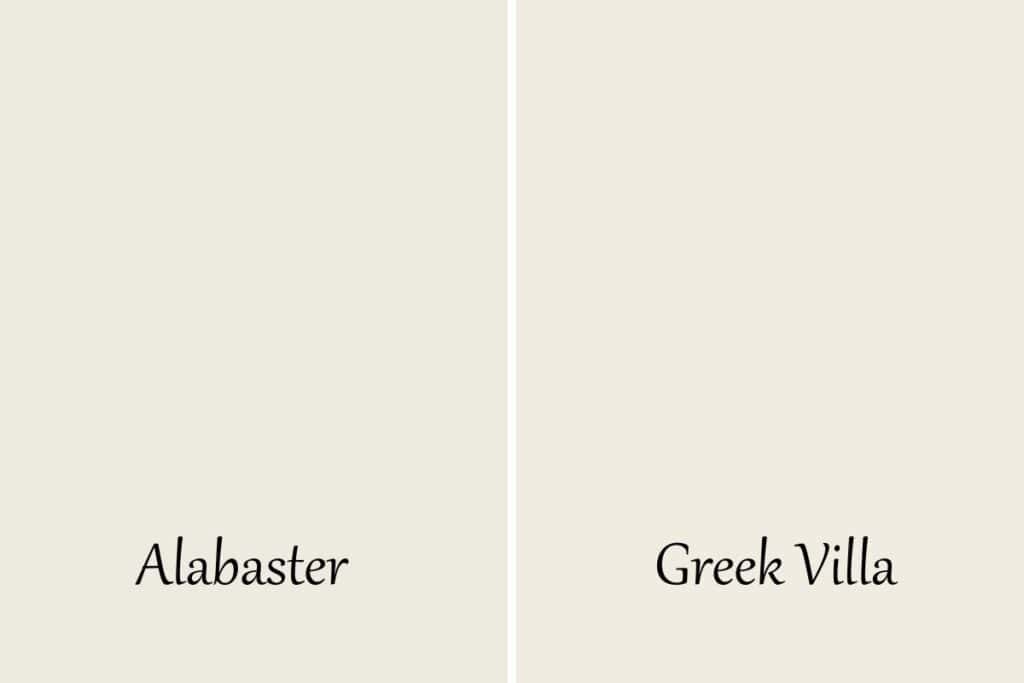 A side by side of Alabaster and Greek Villa.