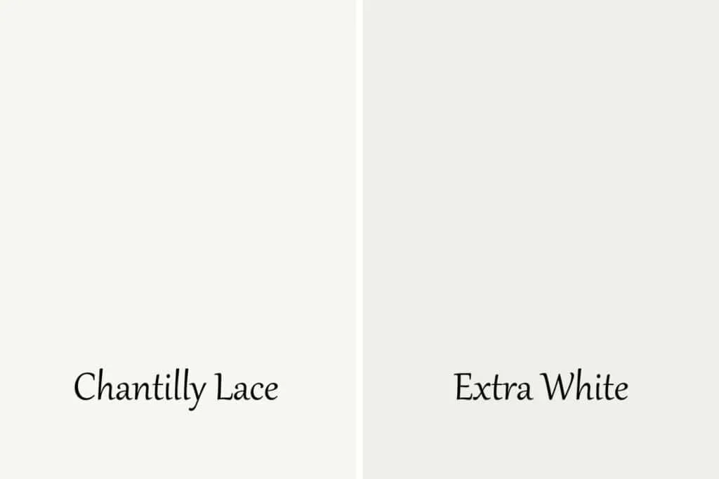 A side by side of Chantilly Lace and Extra White