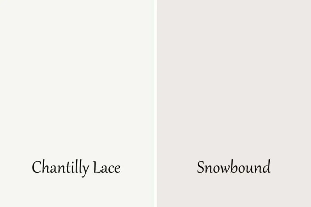 A side by side of Chantilly Lace and Snowbound.