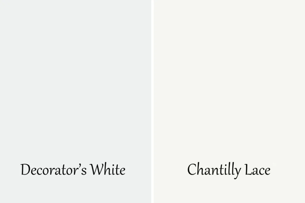 A side by side of Decorator's White and Chantilly Lace.