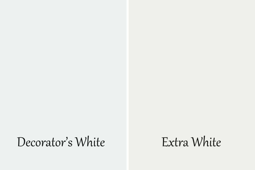 A side by side of Decorator's White And Extra White