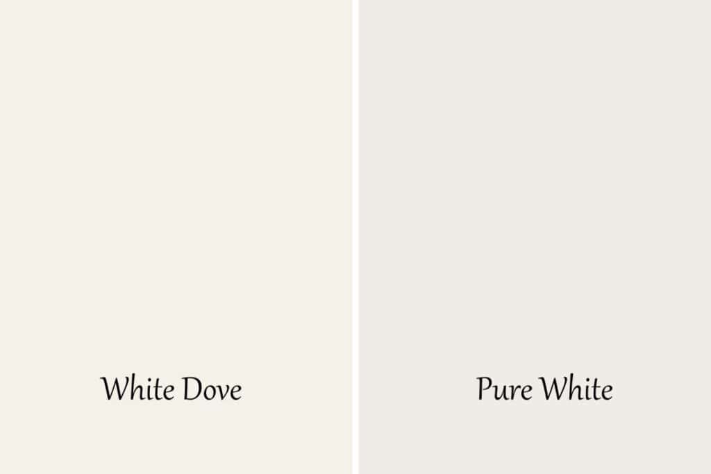 A side by side of White Dove and Pure White.