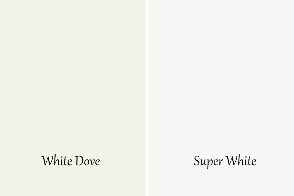 A side by side of White Dove and Super White.