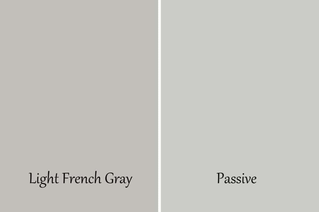 A side by side of Light french gray and passive.