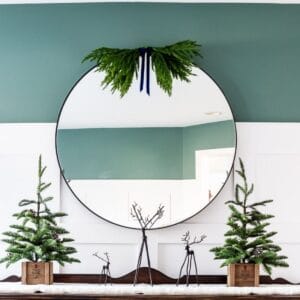 Green Winter Dining Room with Touches of Blue