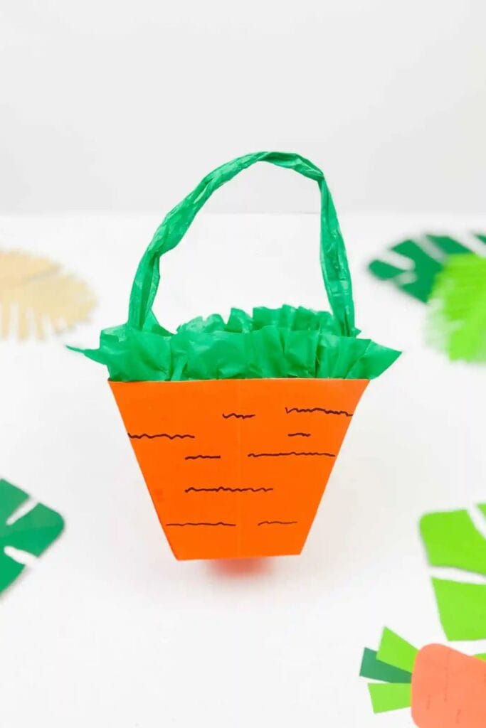 A basket crafted to look like a carrot.