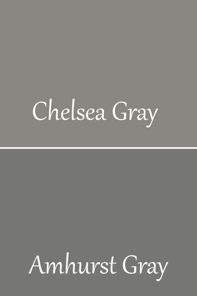 A side by side of Chelsea Gray and Amhurst Gray.