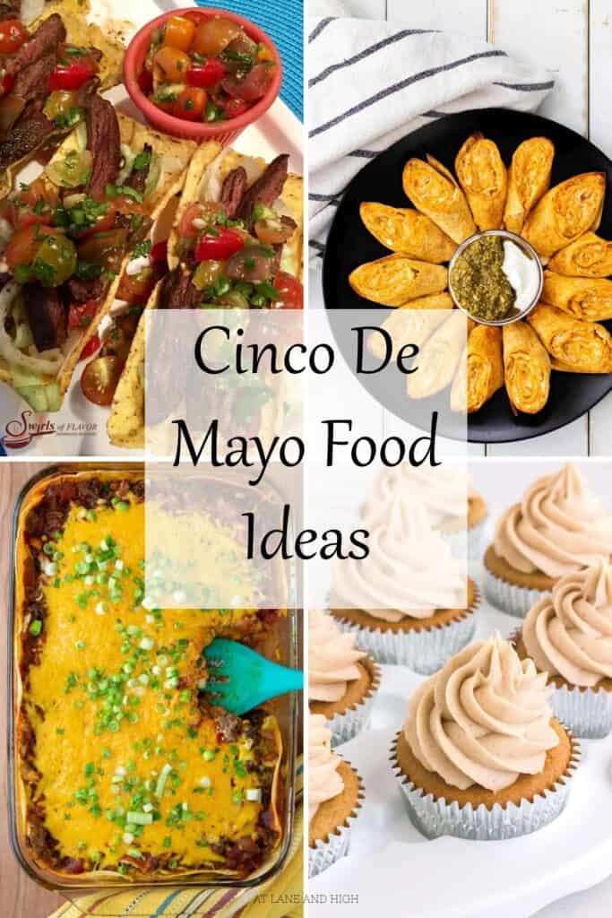 A grid of four different recipes for cinco de mayo with text overlay