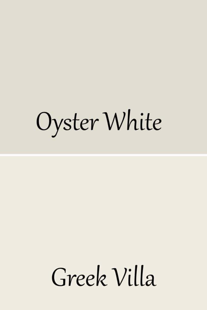 A side by side of Oyster White and Greek Villa.