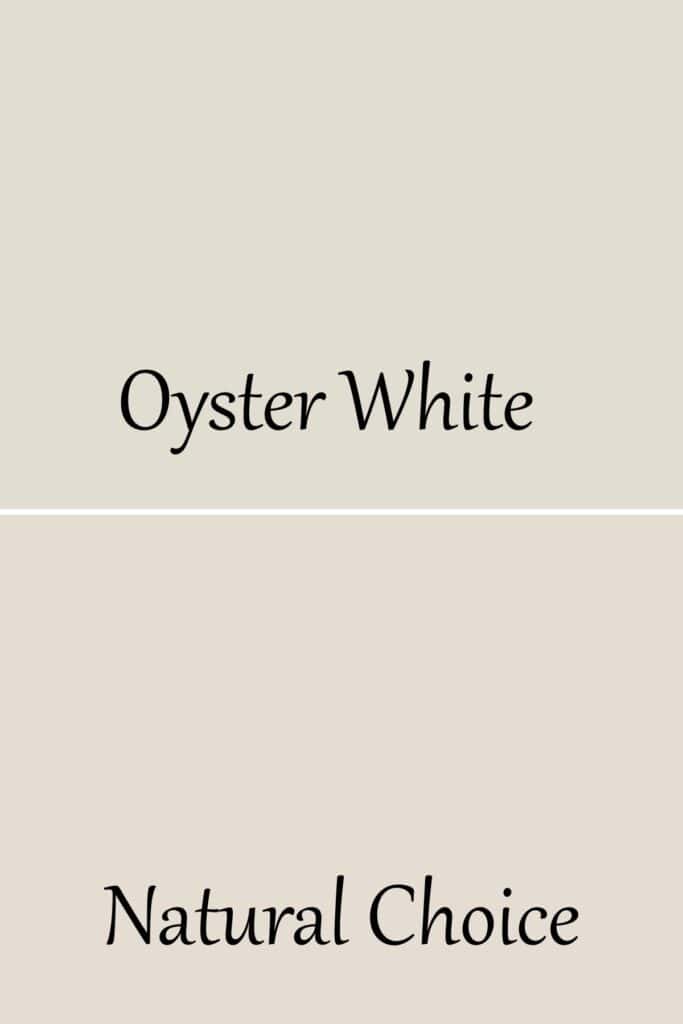 A side by side of Oyster White and Natural Choice.