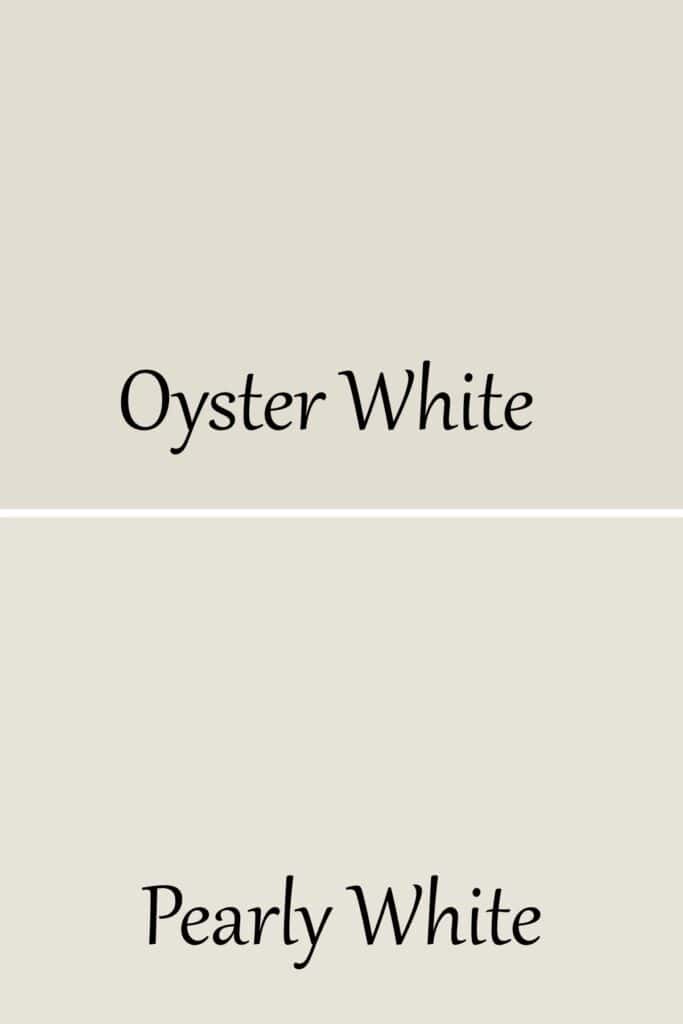 A side by side of Oyster White and Pearly White.